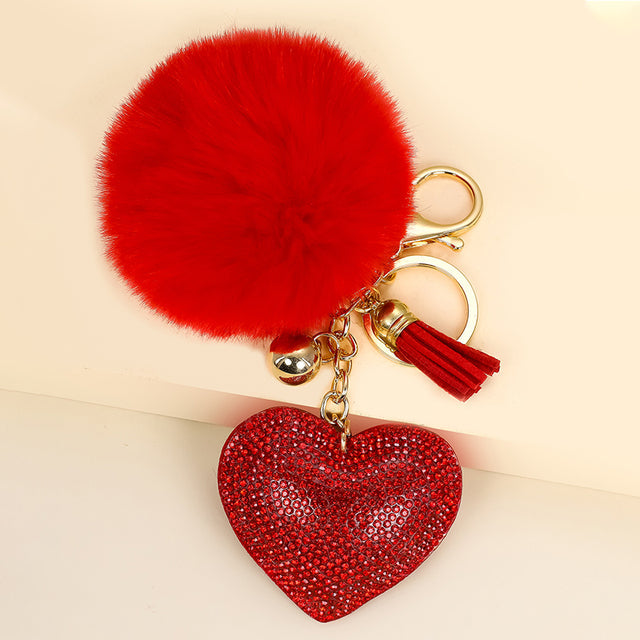 ChaveLove™ - Chaveiro luxo de coração com pompom - PROMOÇÃO DIA DAS MÃES