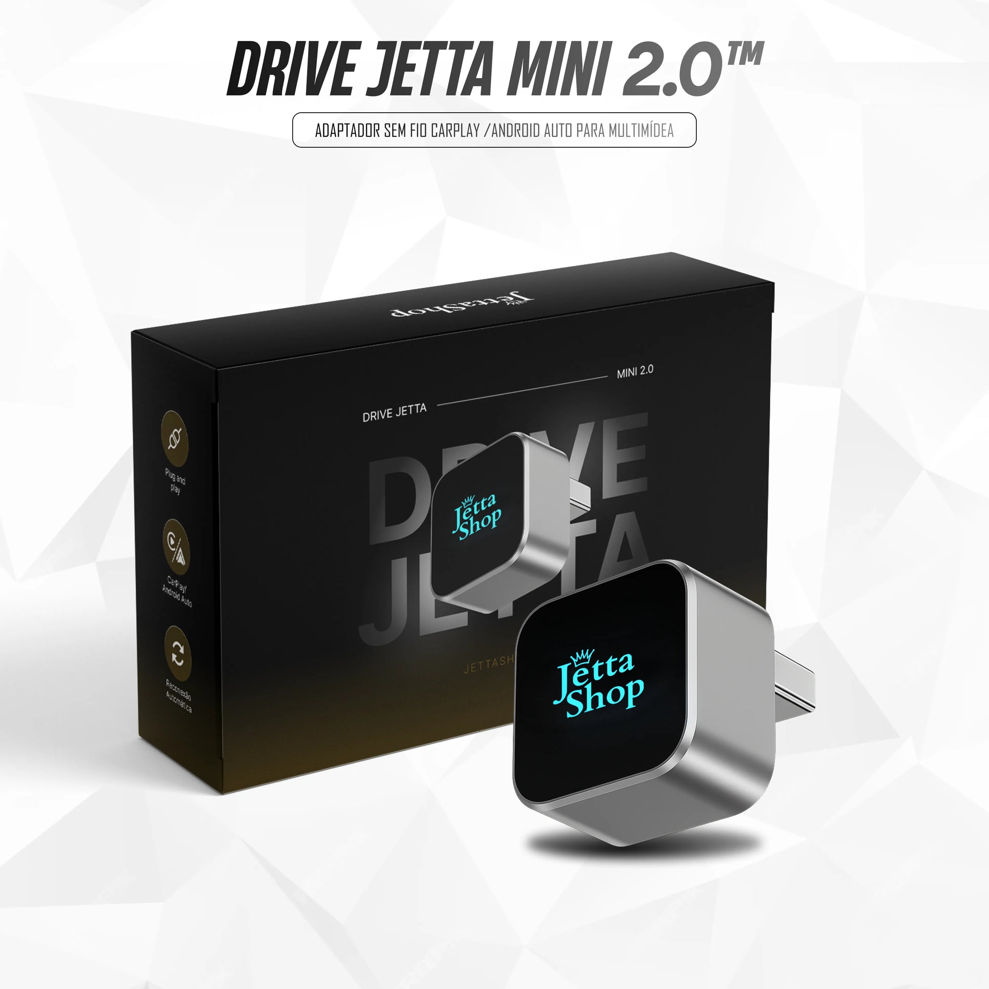 DriveJetta Mini 2.0 — O CarPlay e Android Auto Sem Fio na sua Melhor Versão [LANÇAMENTO 2026]