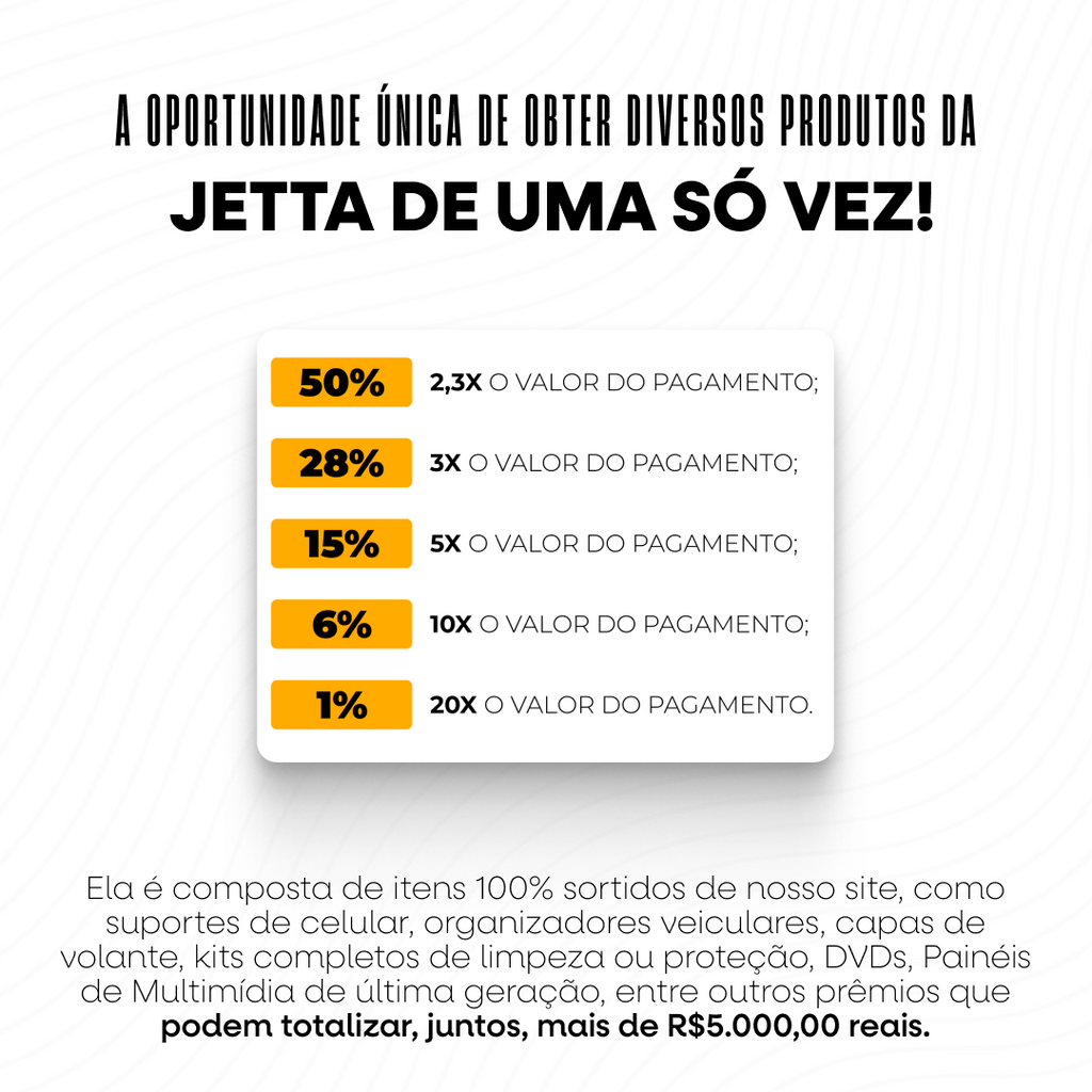 Caixa de Acessórios Automotivos Sortidos - JettaCarBox™ (3 itens exclusivos)