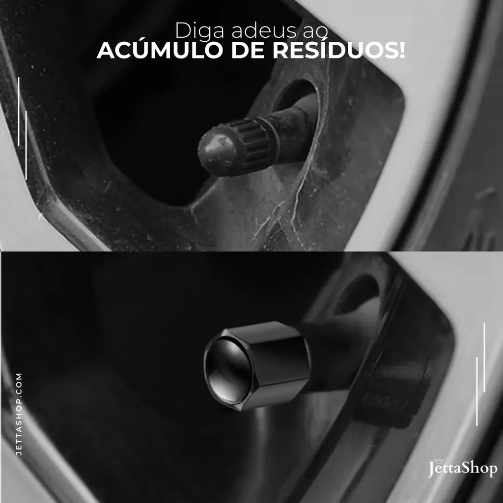 {COMPRE 1 LEVE 4} Kit de Tampas Metálicas para Bico de Pneus Personalizadas - Jetta MetalCap™