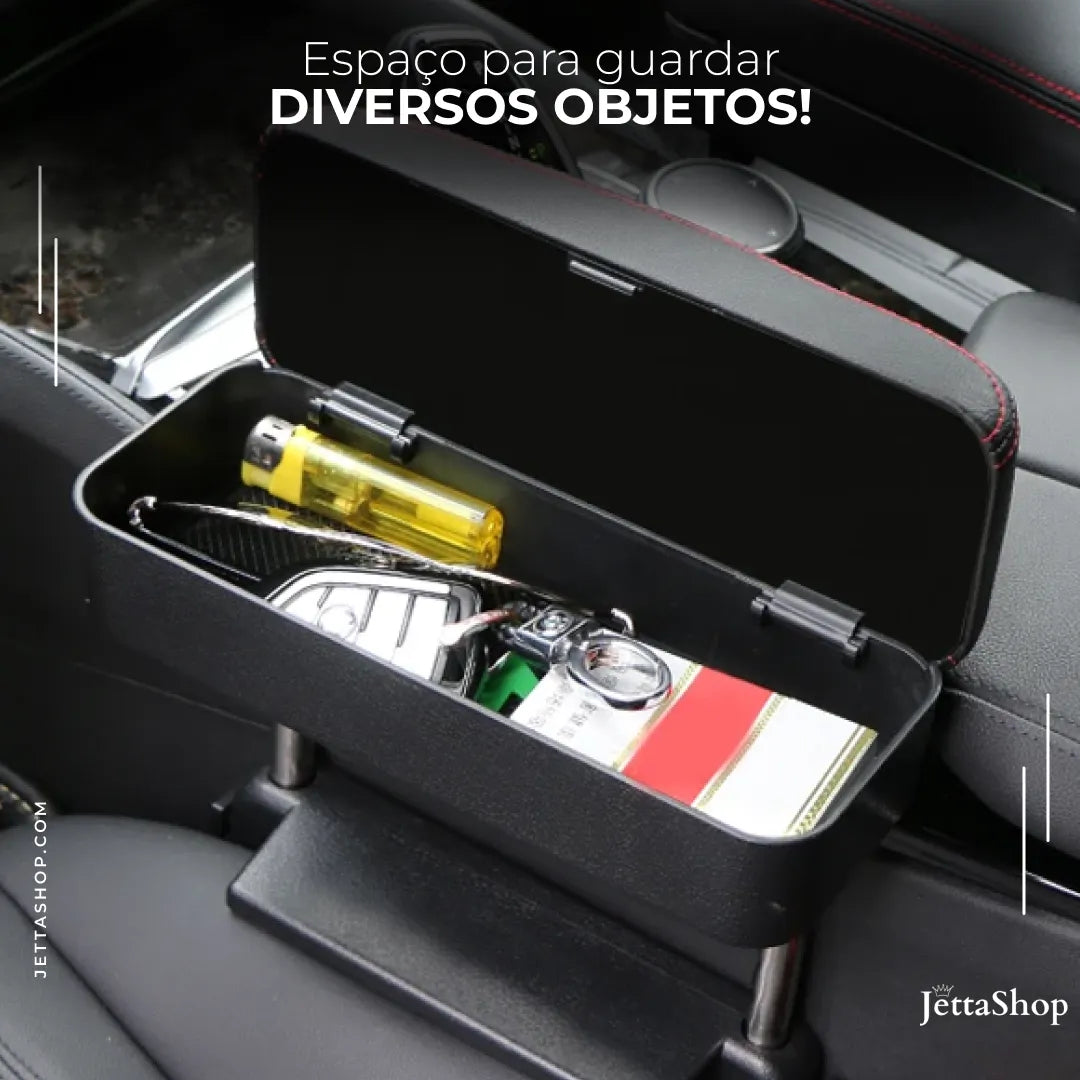 ArmJetta™ - Apoio de Braço Em Couro Ajustável com Porta Objetos Automotivo [ÚLTIMAS UNIDADES]