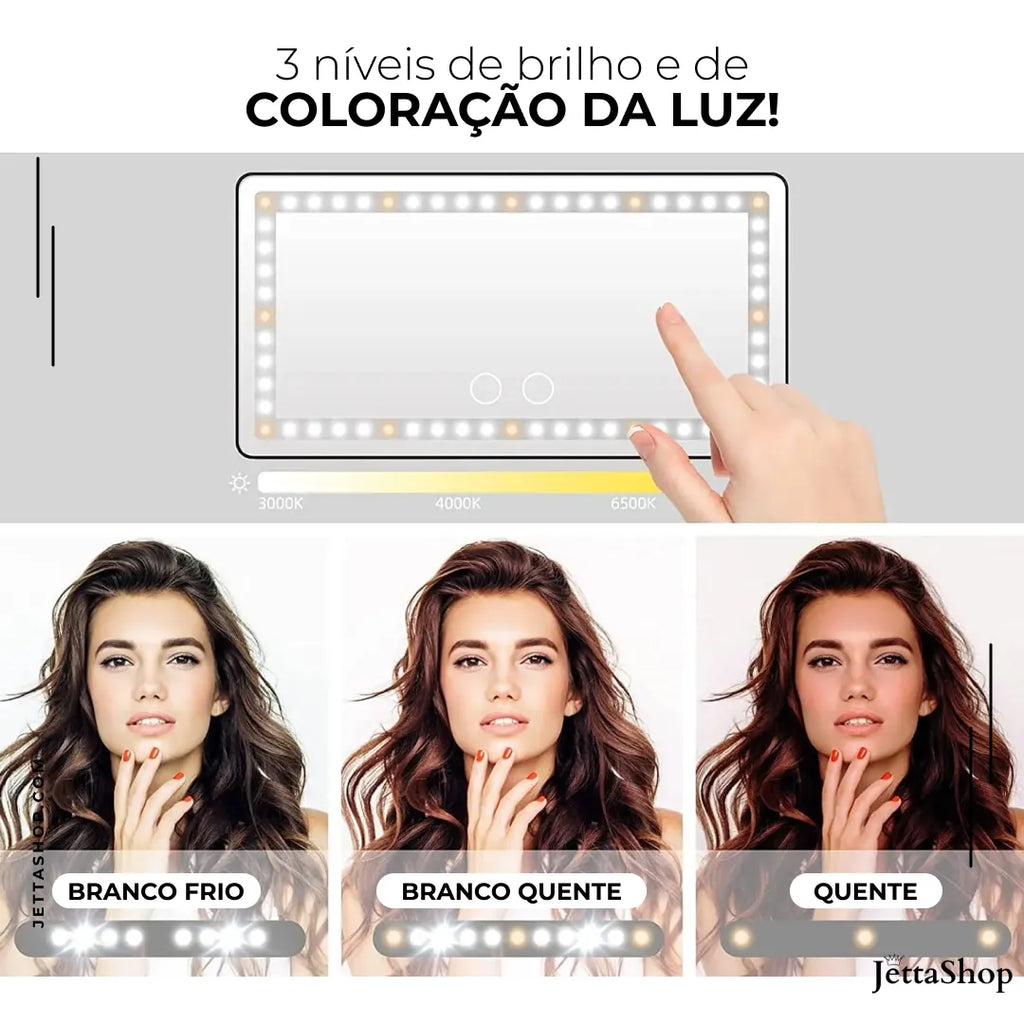 Espelho com LED para Maquiagem Automotivo Universal - Jetta GlamourLed™ [PROMOÇÃO LIMITADA]