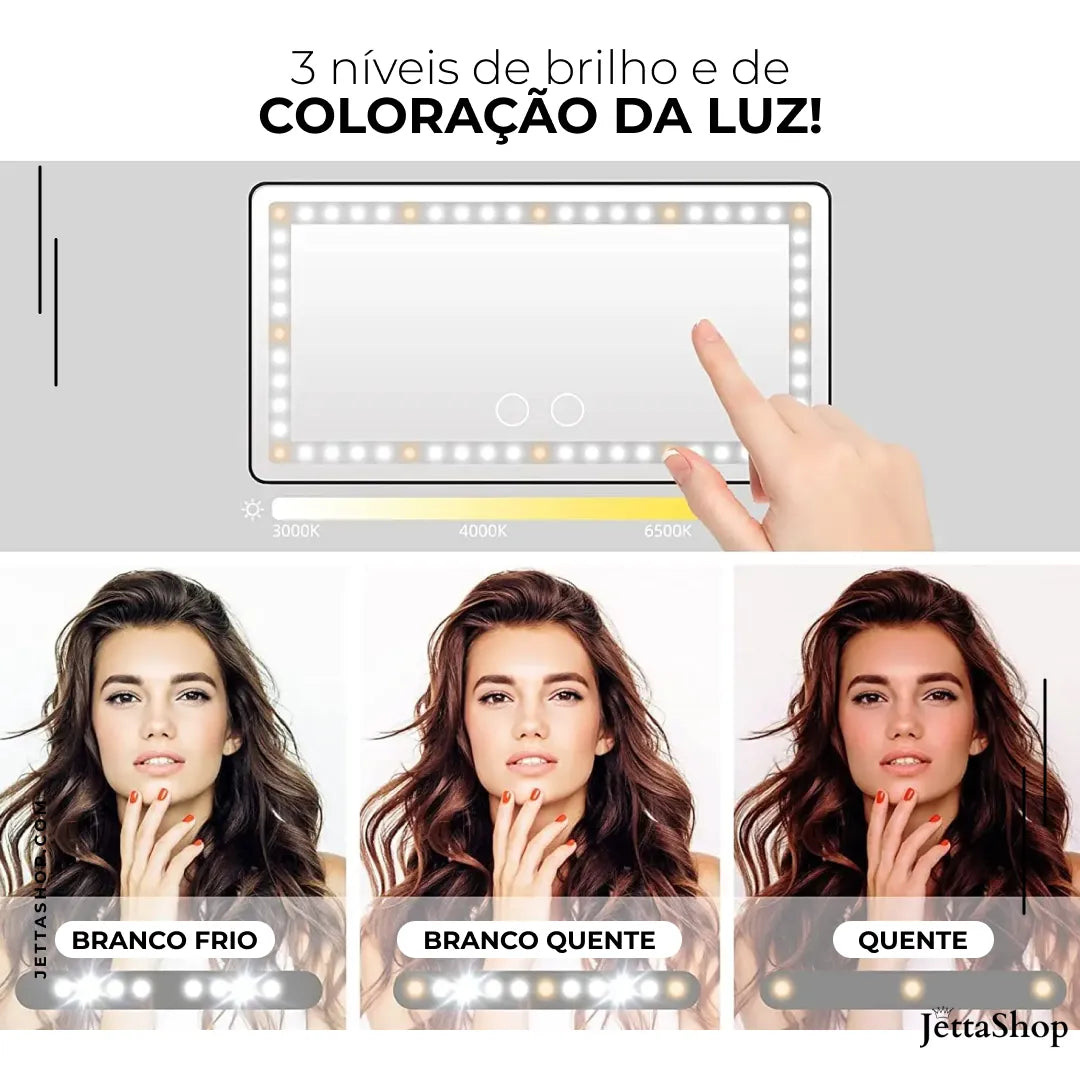 Espelho com LED para Maquiagem Automotivo Universal - Jetta GlamourLed™ [PROMOÇÃO LIMITADA]