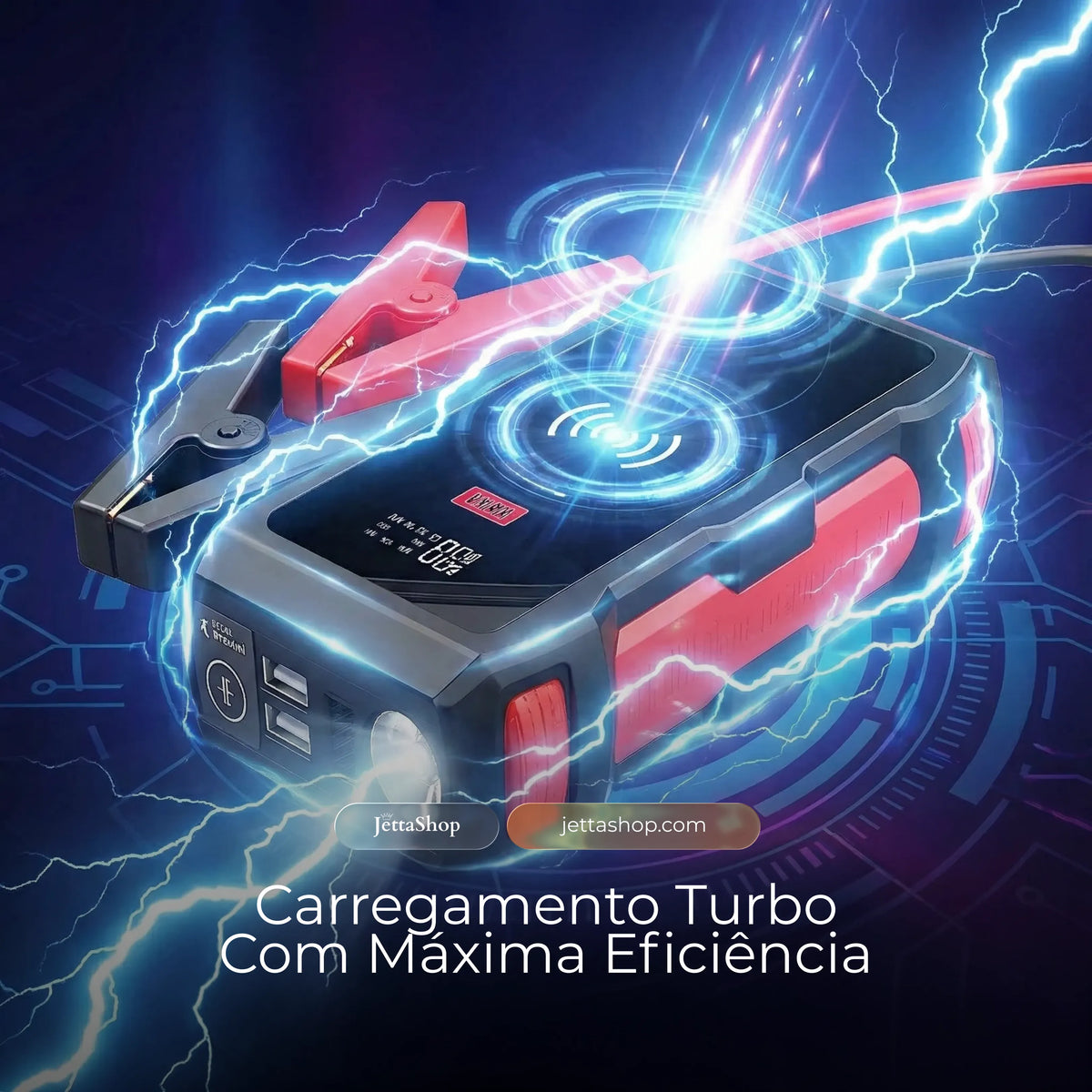 Auxiliador de Bateria Automotiva com Carregamento por Indução para Celular - Jetta PowerCharge™ [ESTOQUE LIMITADO]