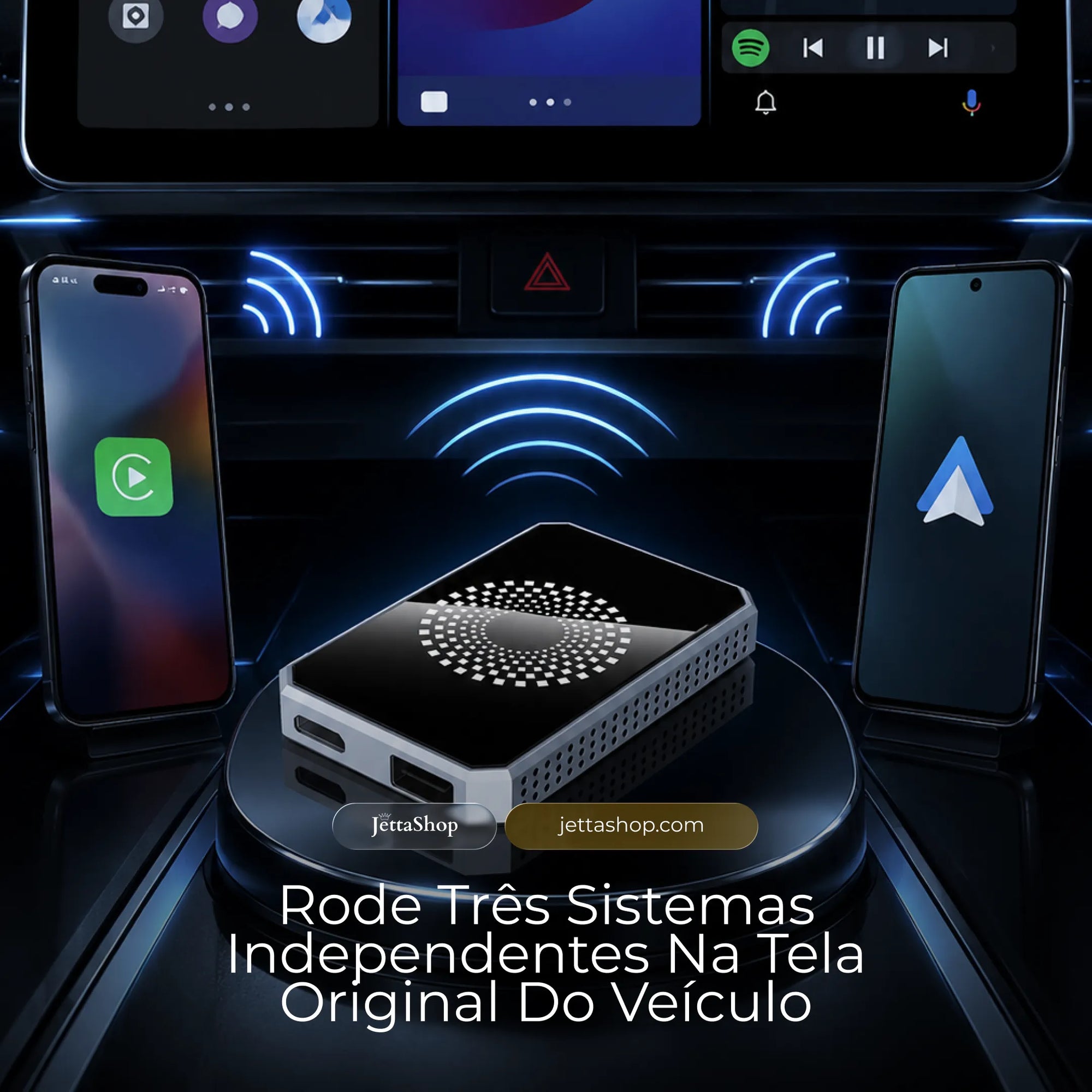 Jetta SmartCore™ - Adaptador Android para Multimídia com CarPlay e Android Auto Sem Fio, Saída 4K, e Atualização OTA [PROMOÇÃO LIMITADA]