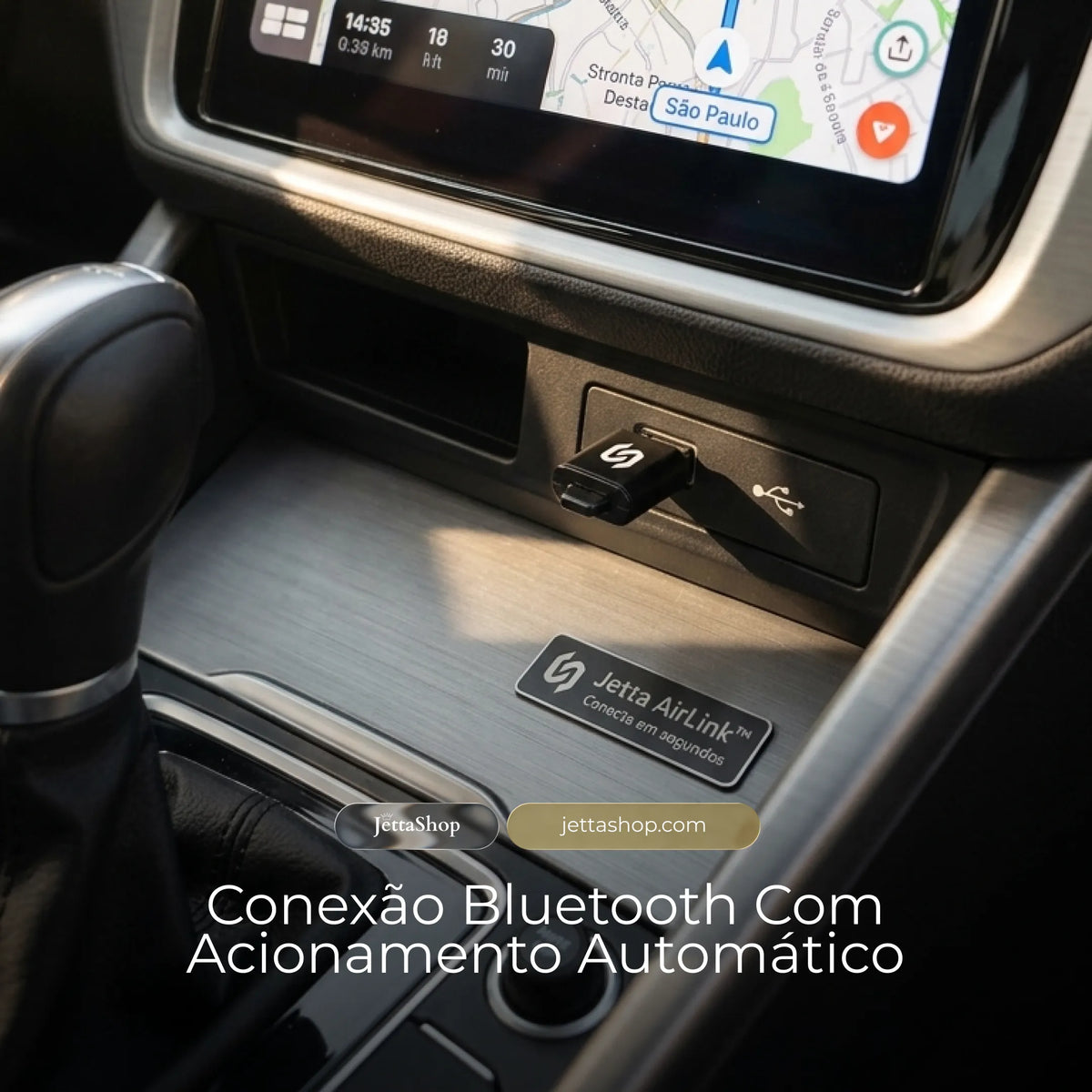 Jetta AirLink™ - Adaptador CarPlay e Android Auto Sem Fio 2 em 1 com Bluetooth 5.0 e Conexão Automática [PROMOÇÃO LIMITADA]