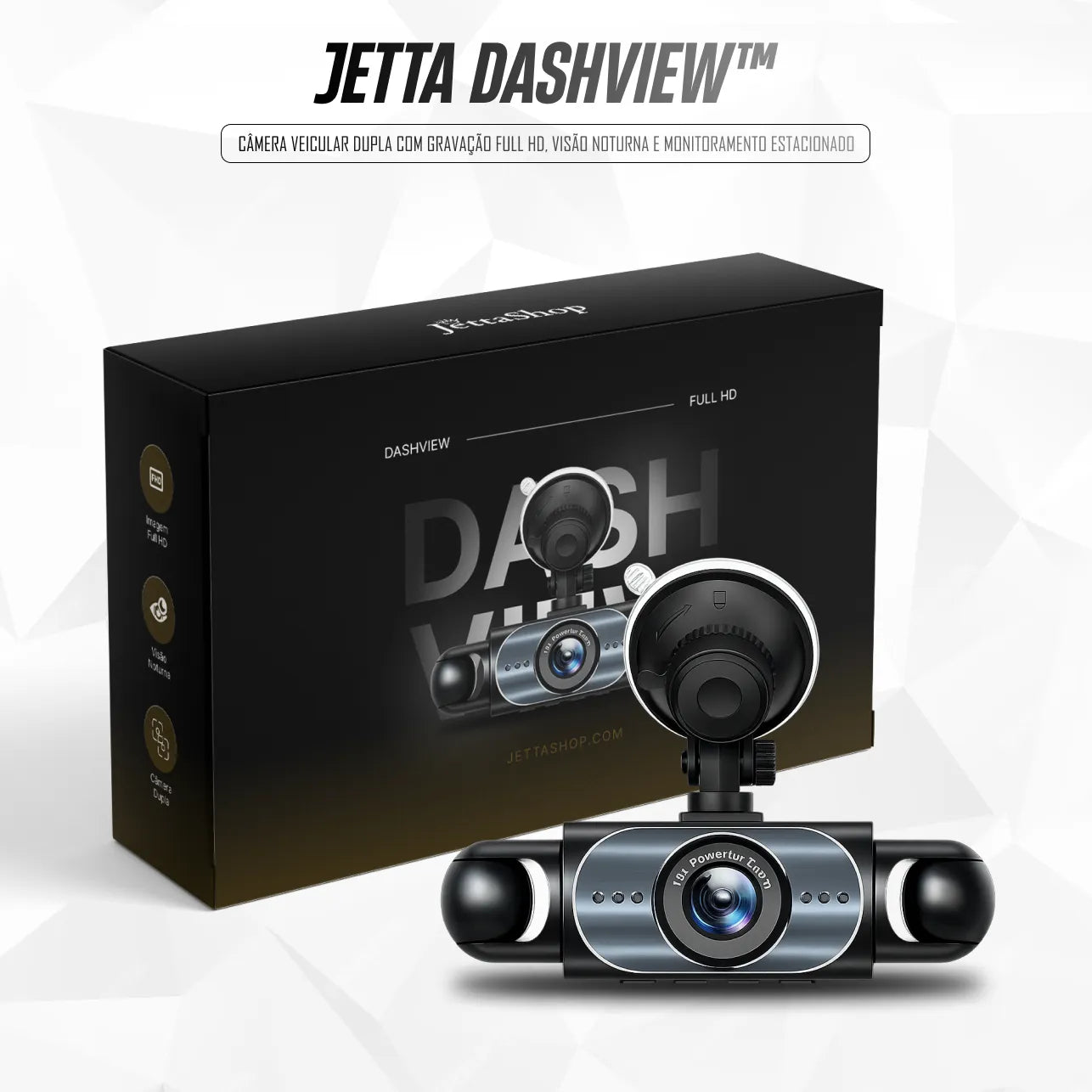 Jetta DashView™ - Câmera Veicular Dupla com Gravação Full HD e Visão Noturna (LANÇAMENTO 2026)