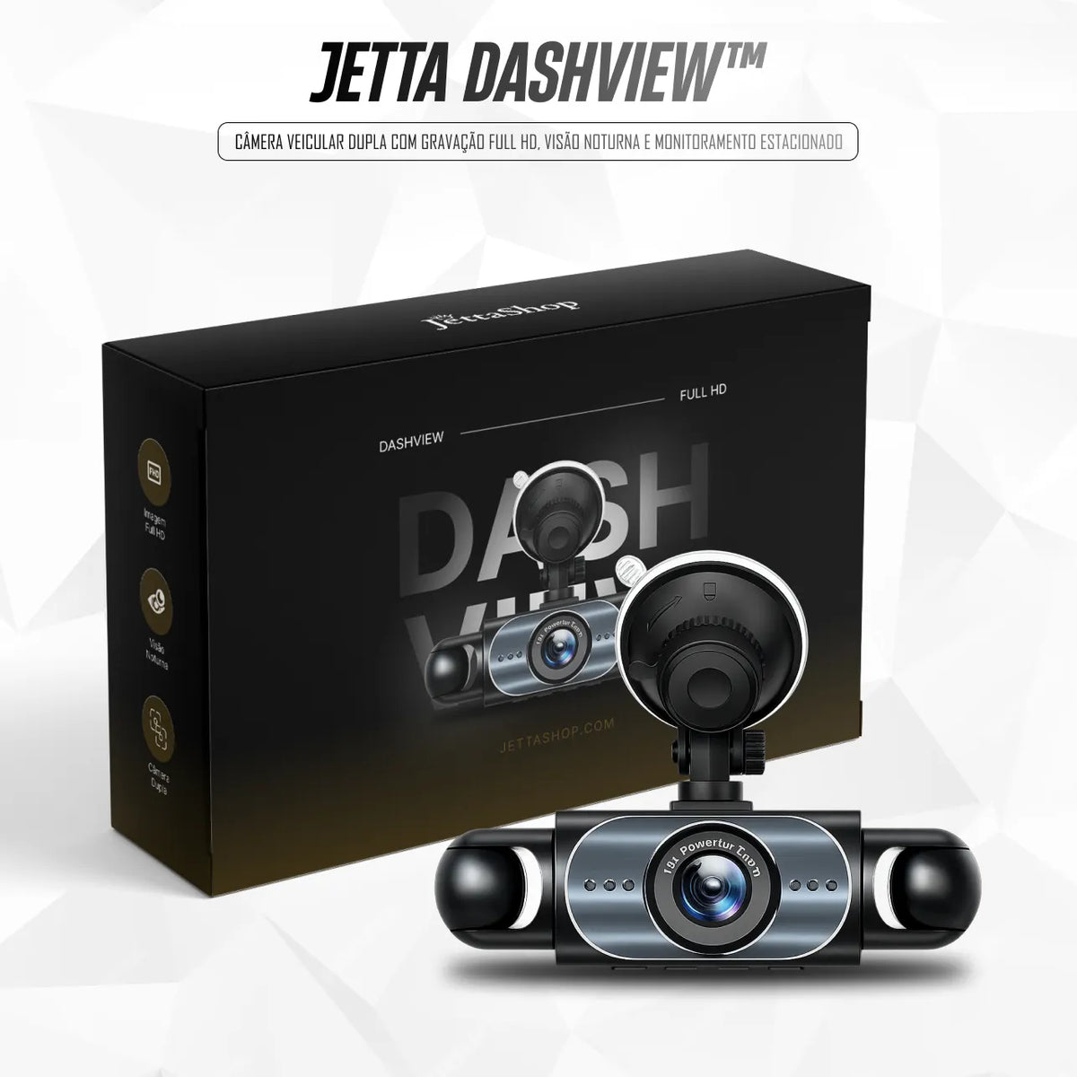 Jetta DashView™ - Câmera Veicular Dupla com Gravação Full HD e Visão Noturna [LANÇAMENTO 2026]