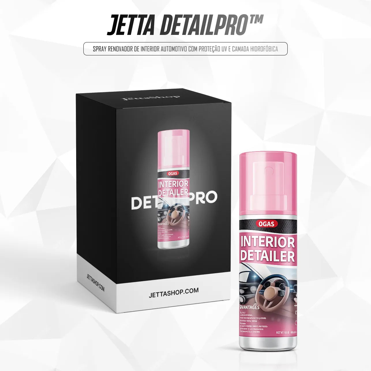 Jetta DetailPro™ - Spray Renovador de Interior Automotivo com Proteção UV e Camada Hidrofóbica (PROMOÇÃO LIMITADA)