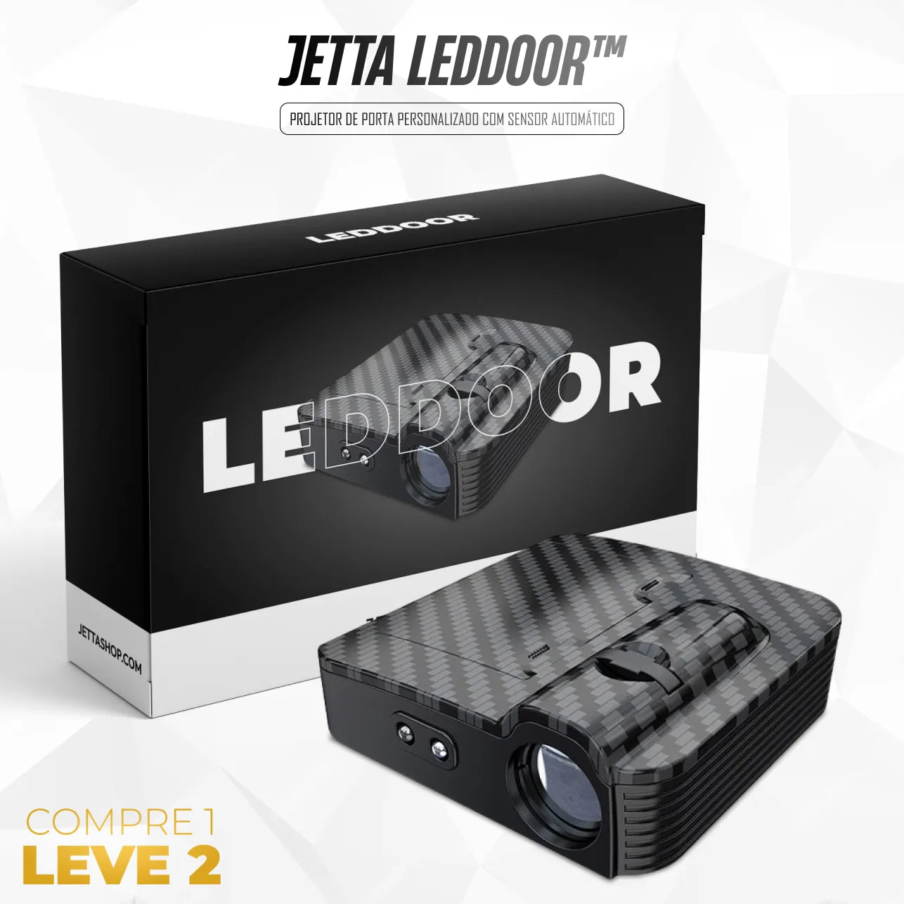 [PAGUE 1 LEVE 2] Projetor de Porta Personalizado com Sensor Automático - Jetta LedDoor™