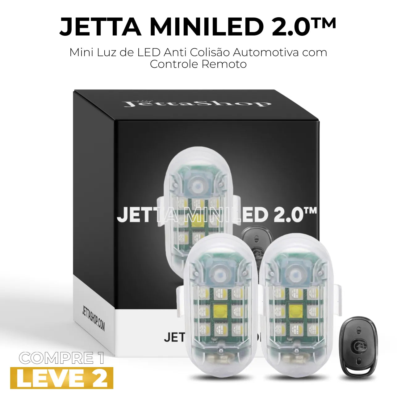 [COMPRE 1 LEVE 2] Mini Luz de LED Anti Colisão Automotiva com Controle Remoto - Jetta MiniLed 2.0™