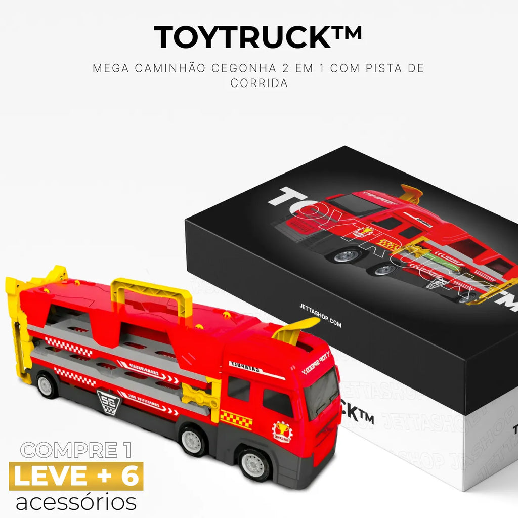Mega Caminhão Cegonha 2 em 1 com Pista de Corrida - Jetta ToyTruck™ [+ 6 CARRINHOS DE BRINDE]