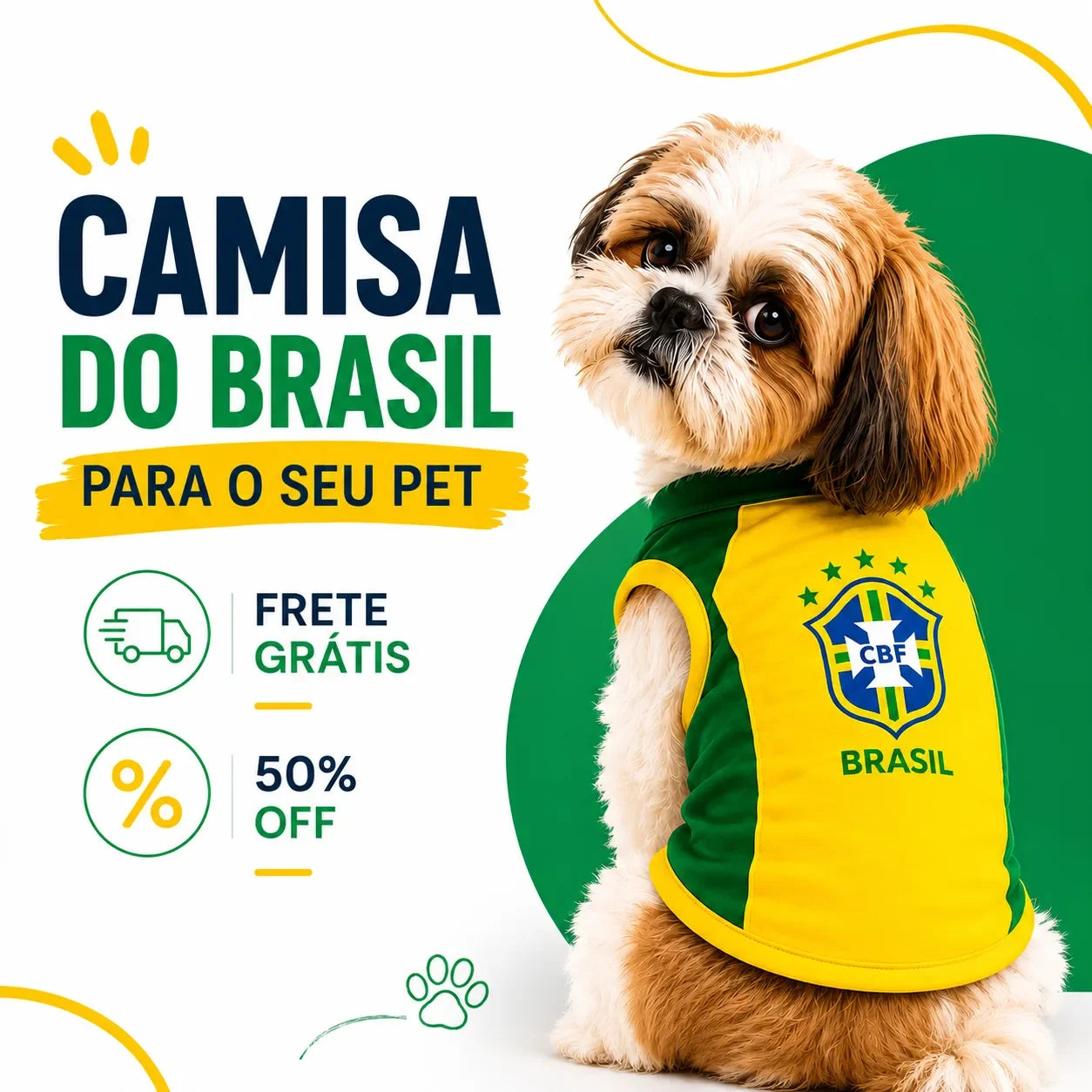 Camisa Pet Brasil Clássica - imagem 4 - Meu Pet Torcedor